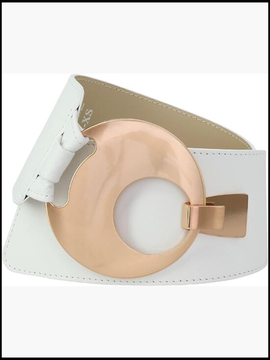Wide Genuine Full Grain Leather Belt with Round Cross Buckle main image 5